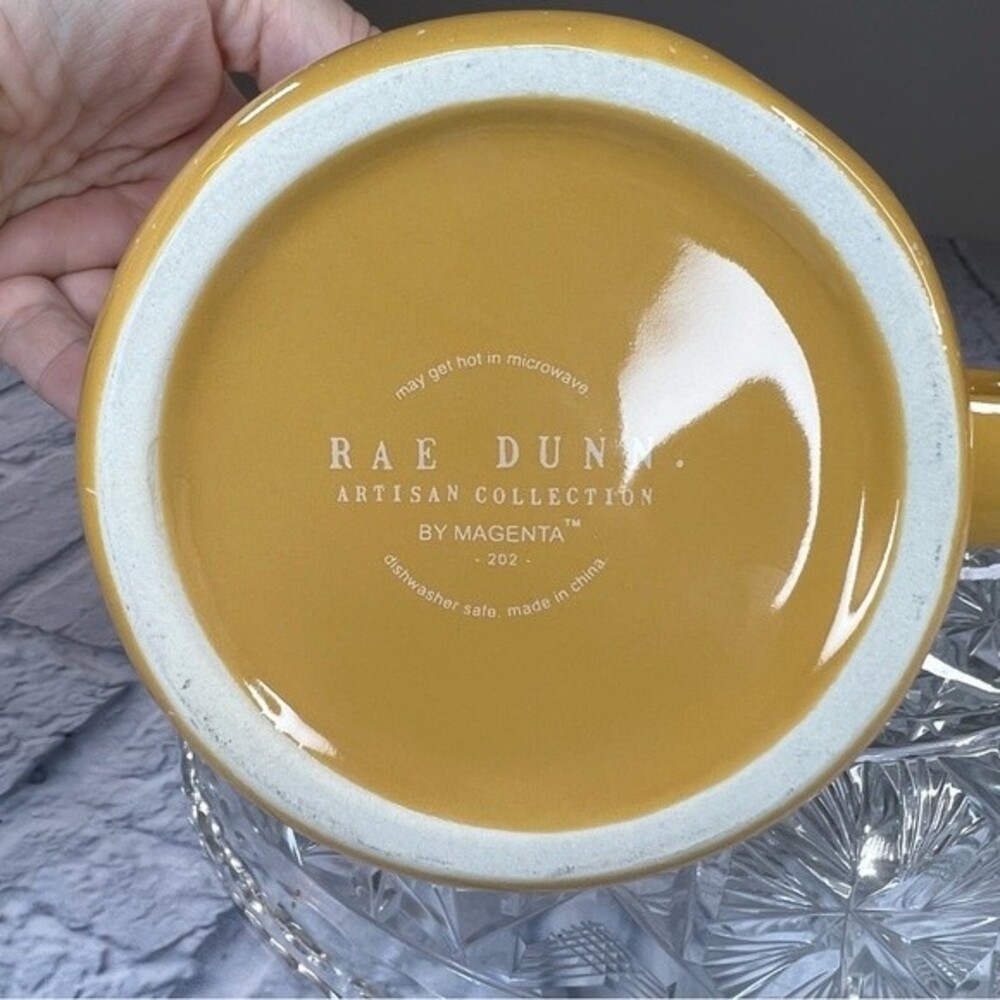 Rae Dunn coffee cup Hit the Trails Hiking enthusiast great gift yellow new - Picture 8 of 8